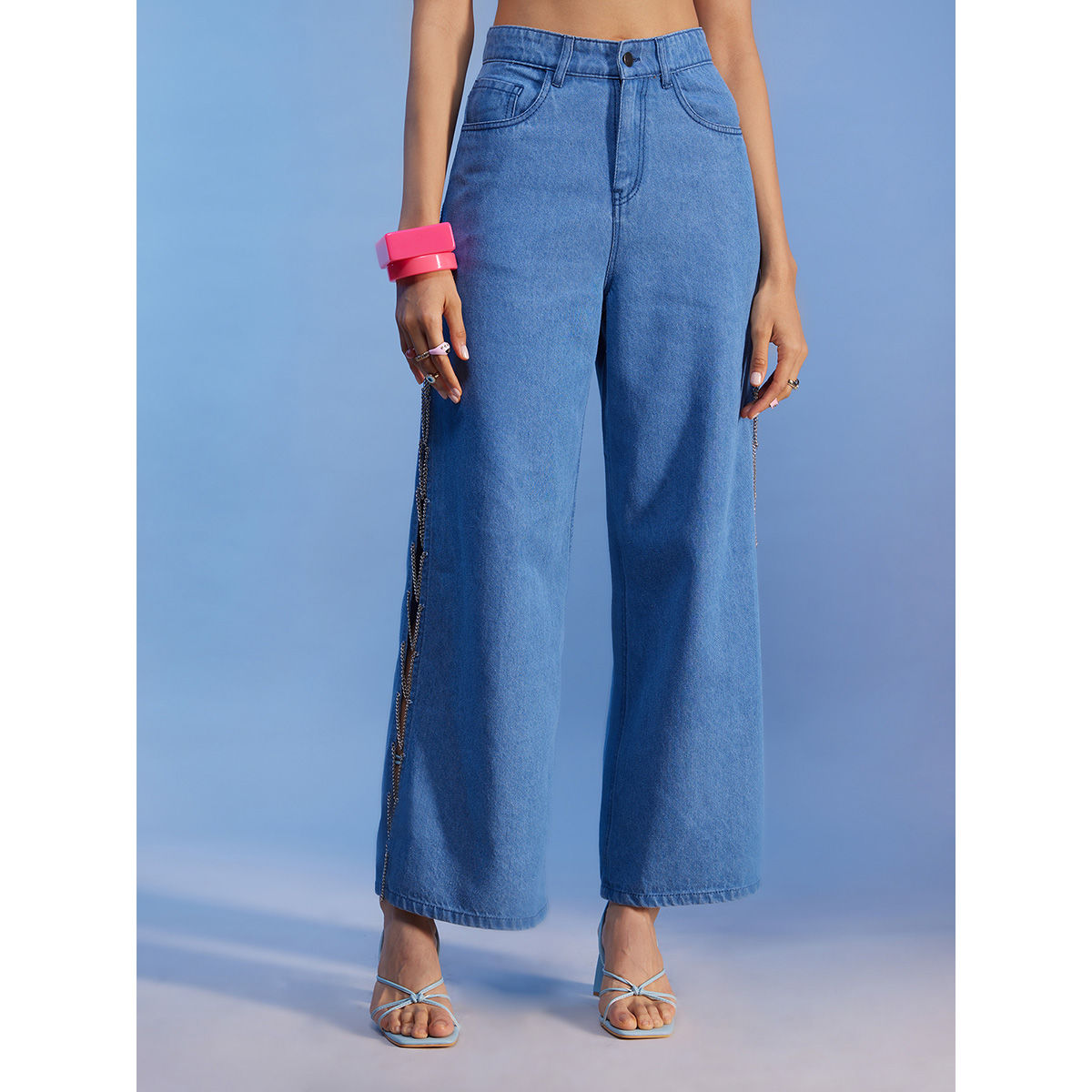 Blue Wide-Leg Denim Jeans | Jisoo - Blackpink - Fashion Chingu